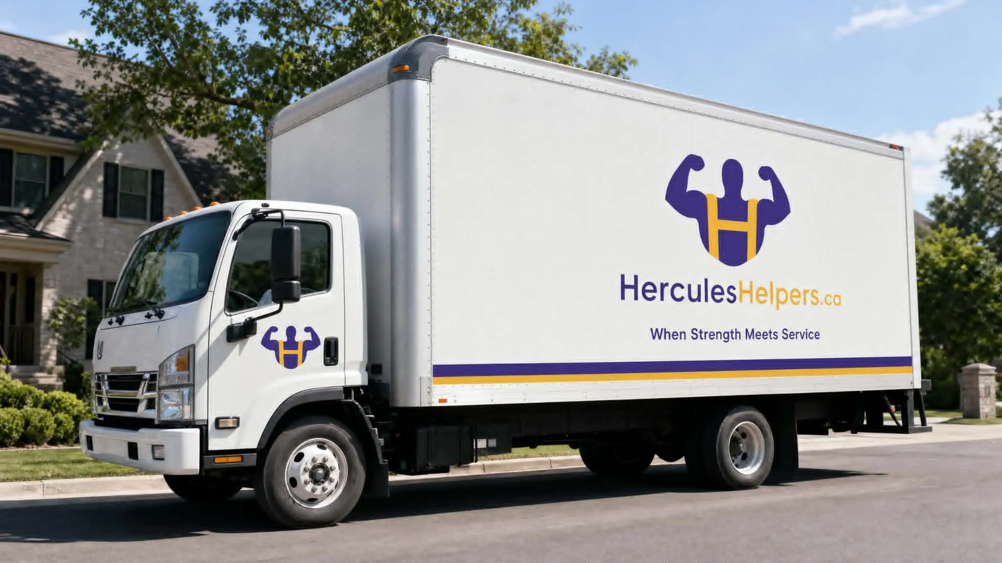 Hercules Helpers branded moving truck driving through Metro Vancouver