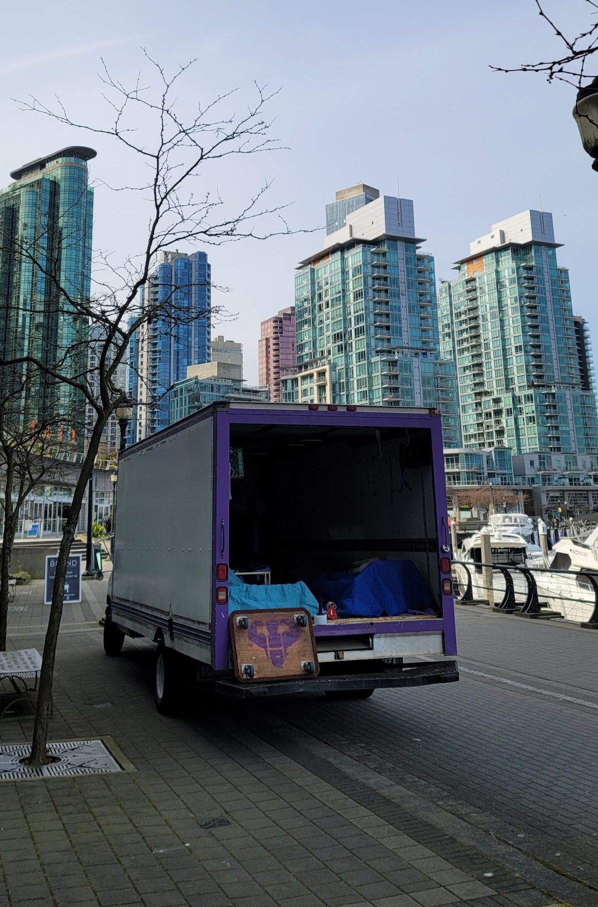 Hercules Helpers moving truck on a job in downtown Vancouver